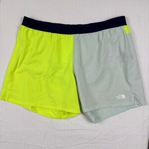 The North Face Wander Shorts Women's XL Lime Gray Colorblock Athletic Running